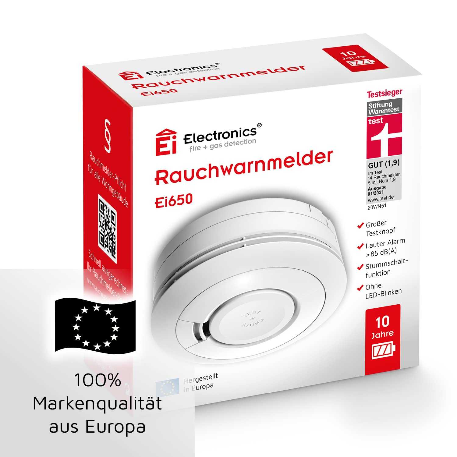 Ei Electronics Ei650i Rauchwarnmelder - Stand-alone-Gerät mit 10-jähriger Batterie, Testsieger Stiftung Warentest Mesch Shop Ei Electronics Ei650i Rauchwarnmelder - Stand-alone-Gerät mit 10-jähriger Batterie, Testsieger Stiftung Warentest Mesch Shop